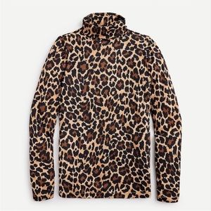 J. Crew Tissue Turtleneck Leopard M